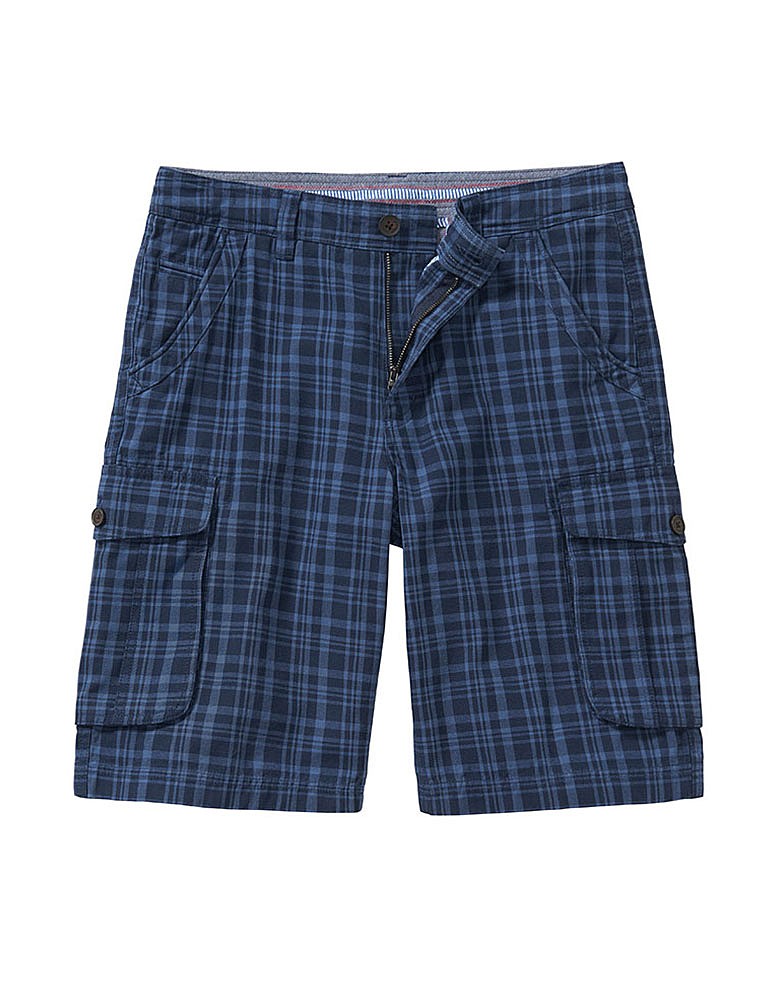 Westdale Check Cargo Shorts In Navy