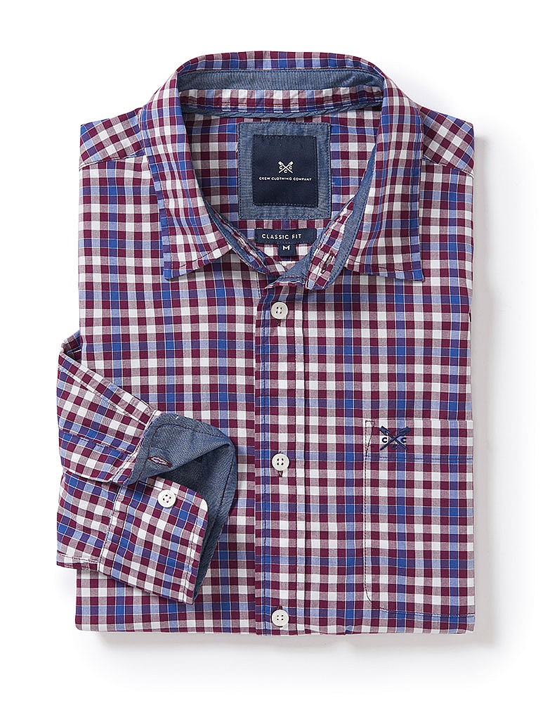 Westleigh Classic Fit Check Shirt in Washed Plum