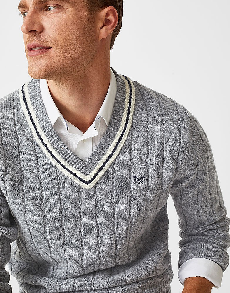 Men's Erme Crickett Jumper in Grey Marl from Crew Clothing Company