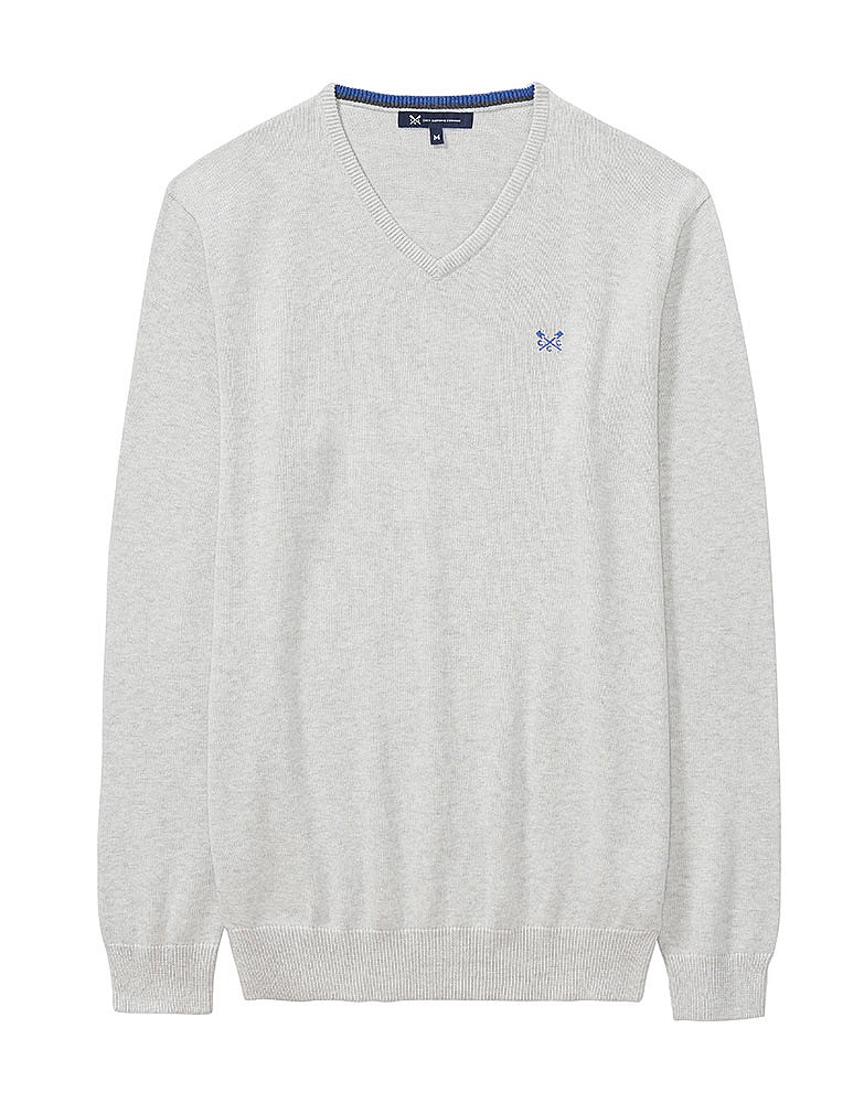 Foxley V Neck Jumper in Ice Grey Marl 