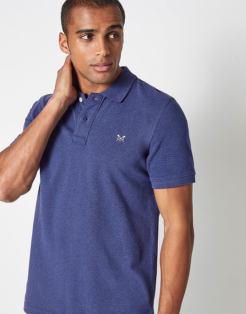 Men's Classic Pique Polo in Bright Navy Marl from Crew Clothing Company