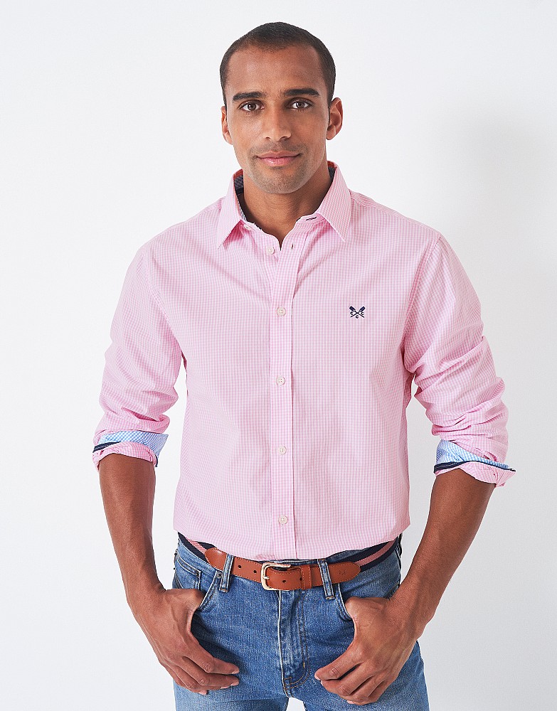 Pink Micro Gingham Classic Fit Cotton Shirt