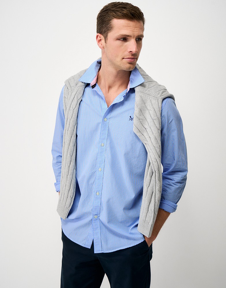 Crew Classic Micro Gingham Shirt in Sky Blue