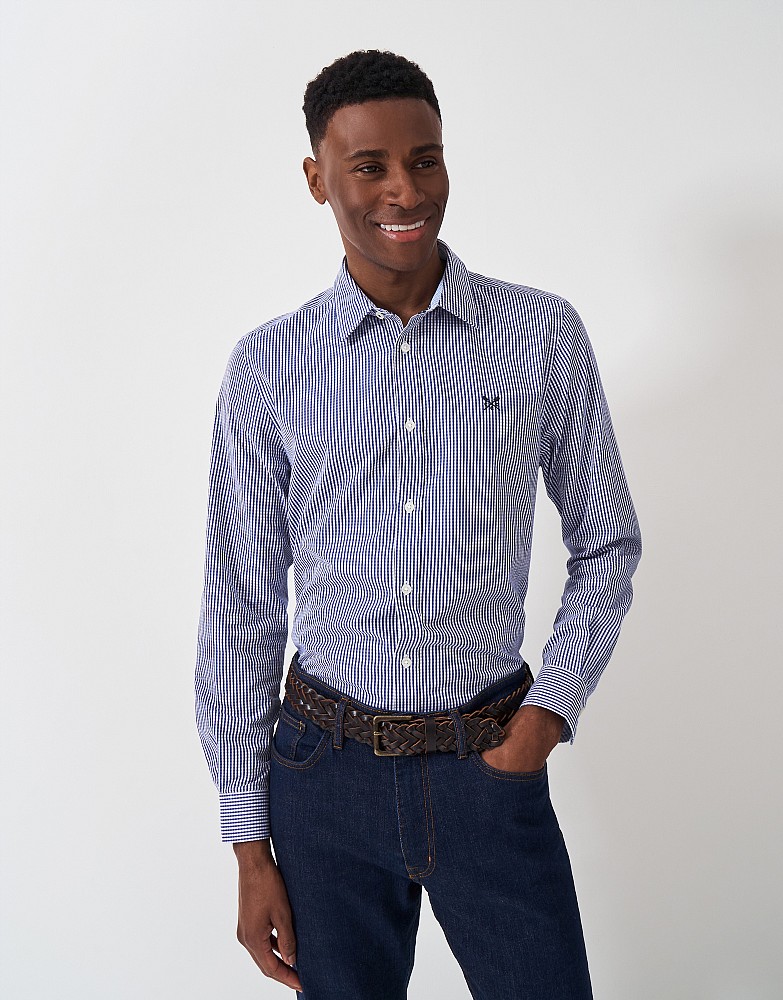 Crew Classic Fit Micro Gingham Shirt in Ultramarine