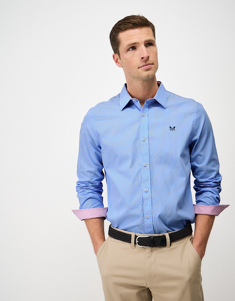 Crew Classic Micro Stripe in Sky and White