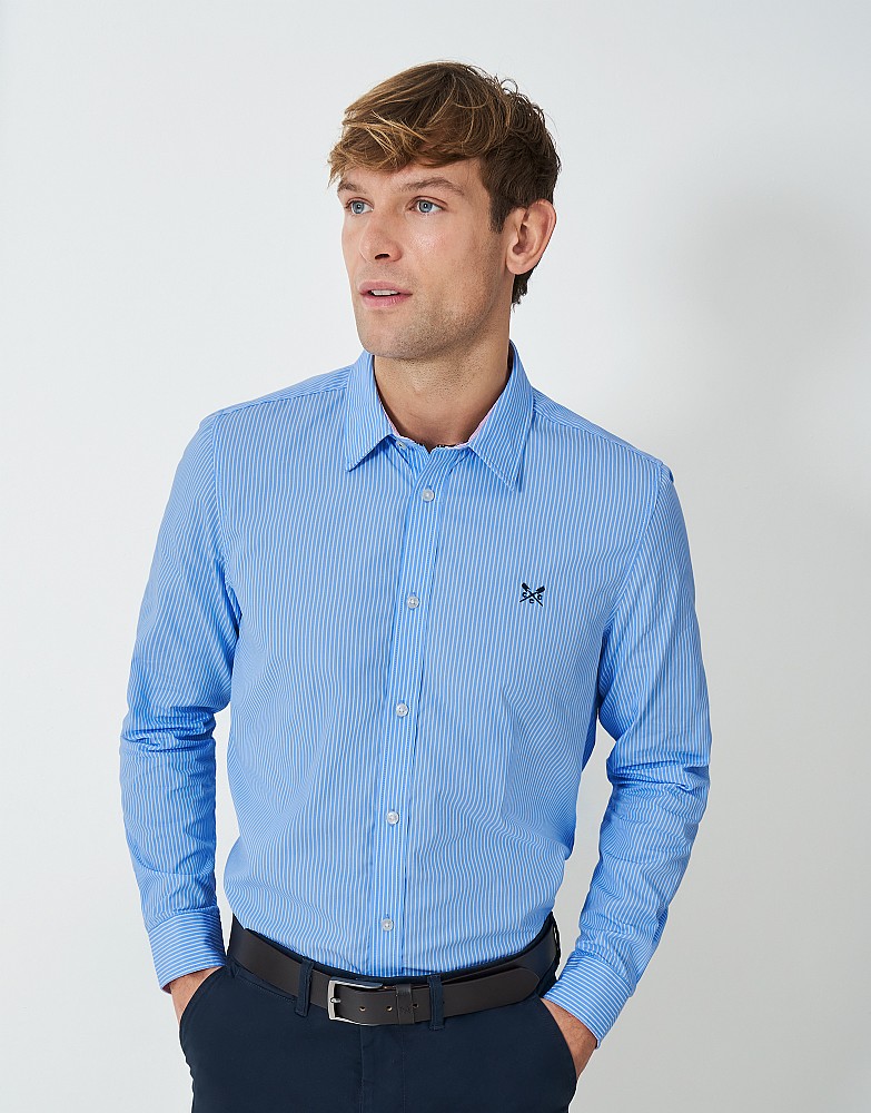 Sky Blue Micro Stripe Classic Fit Cotton Shirt