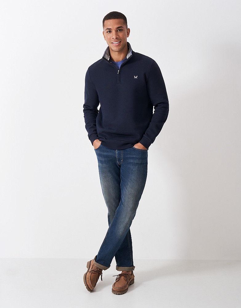 Men's Navy Half Zip Sweatshirt from Crew Clothing Company