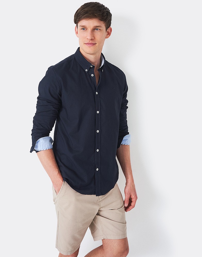 Men's Navy Slim Fit Cotton Oxford Shirt from Crew Clothing Company