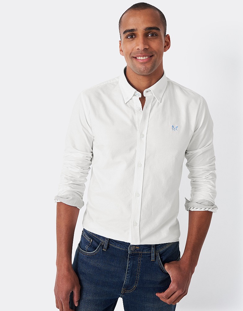 White Slim Fit Cotton Oxford Shirt