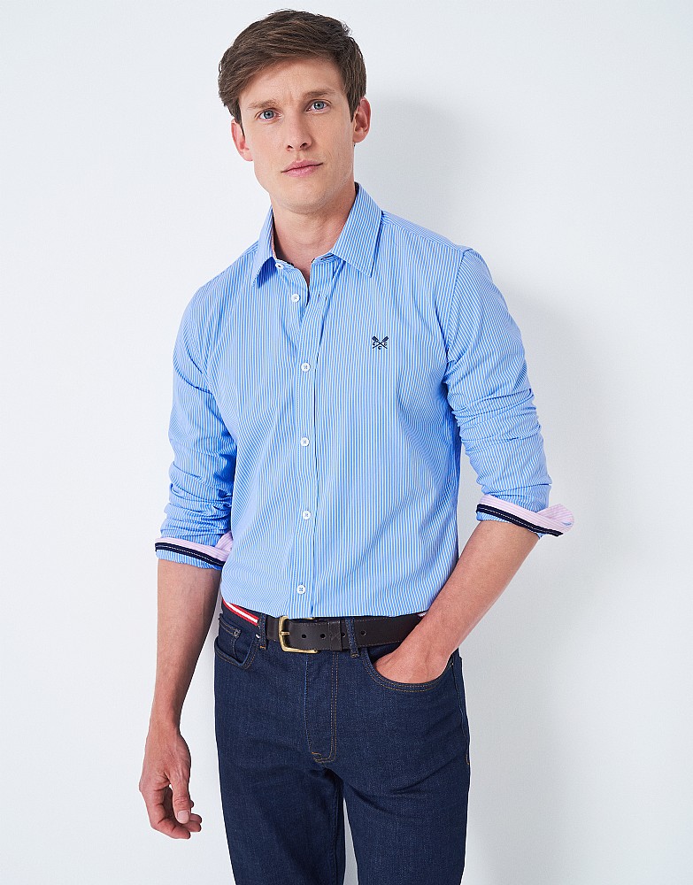 blue striped shirt mens