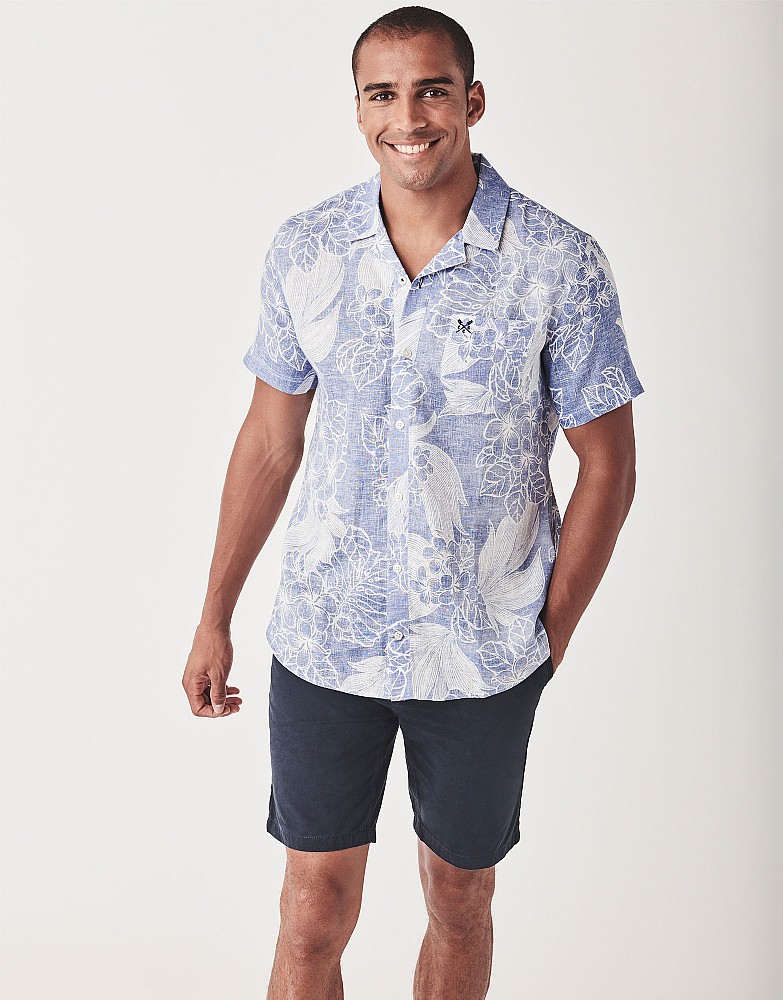 Short Sleeve Vintage Tropical Linen Shirt