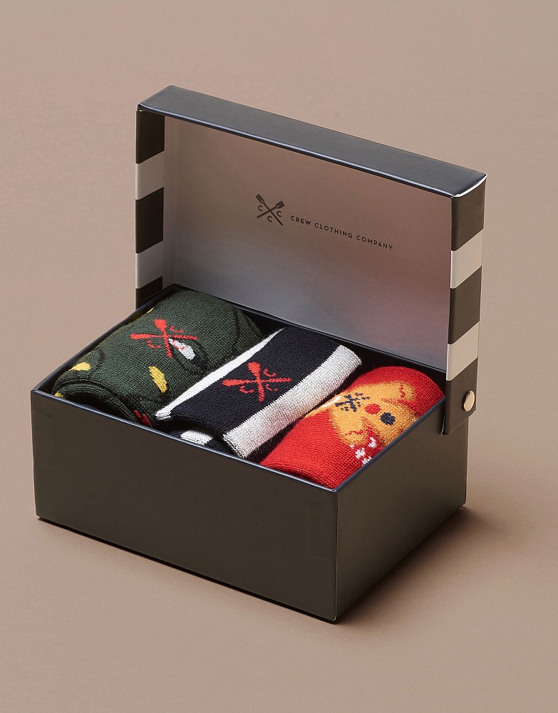 Men's 3 Pack Christmas Novelty Sock Box from Crew Clothing Company