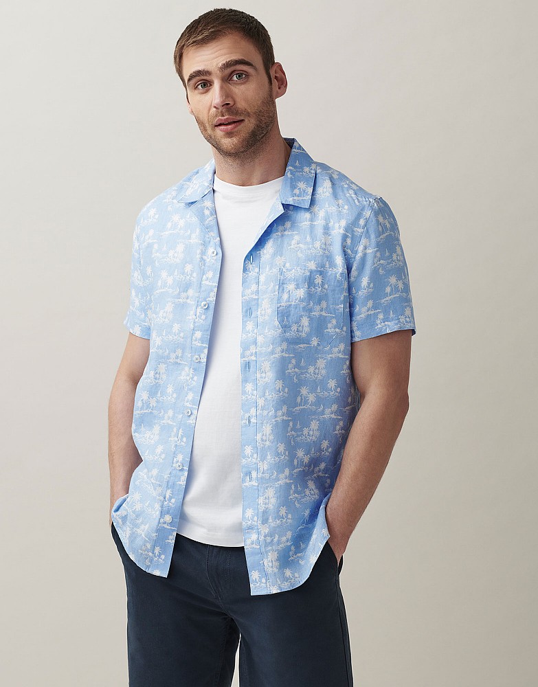 Short Sleeve Palm Print Shirt