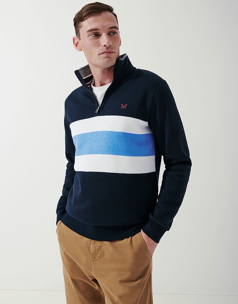 Men's Chest Stripe Half Zip Sweatshirt from Crew Clothing Company