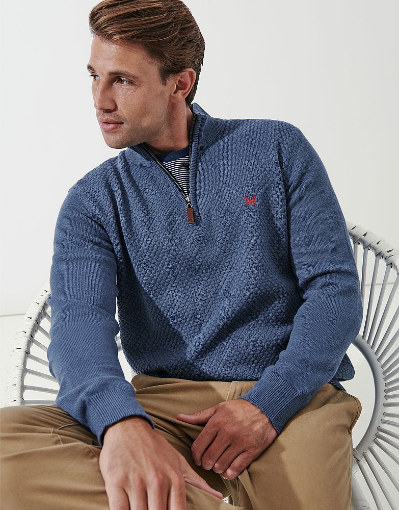 blue zip jumper