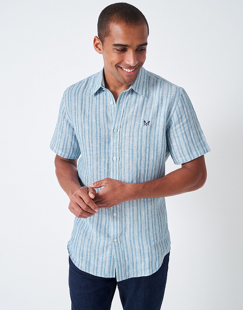Short Sleeve Multi Stripe Linen Shirt
