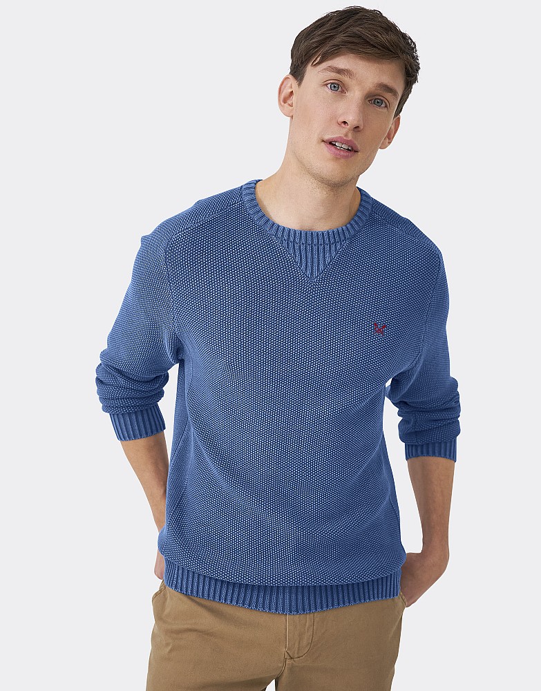 Washed Textured Crew Neck Jumper