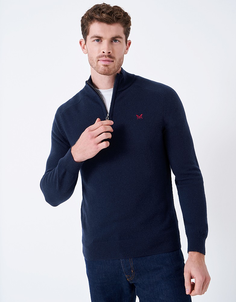 Men's Merino Cashmere Half Zip Jumper from Crew Clothing Company