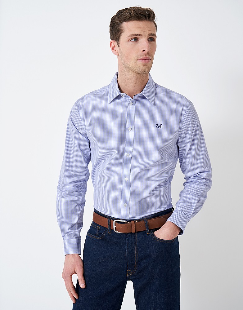 Men's Long Sleeve Micro Gingham Shirt from Crew Clothing Company