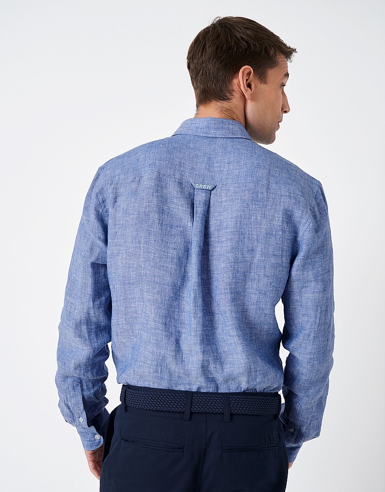 Blue Slim Straight Fit Regular Collar Long Sleeves LINEN Men's Shirt by Being Human Clothing main image 0