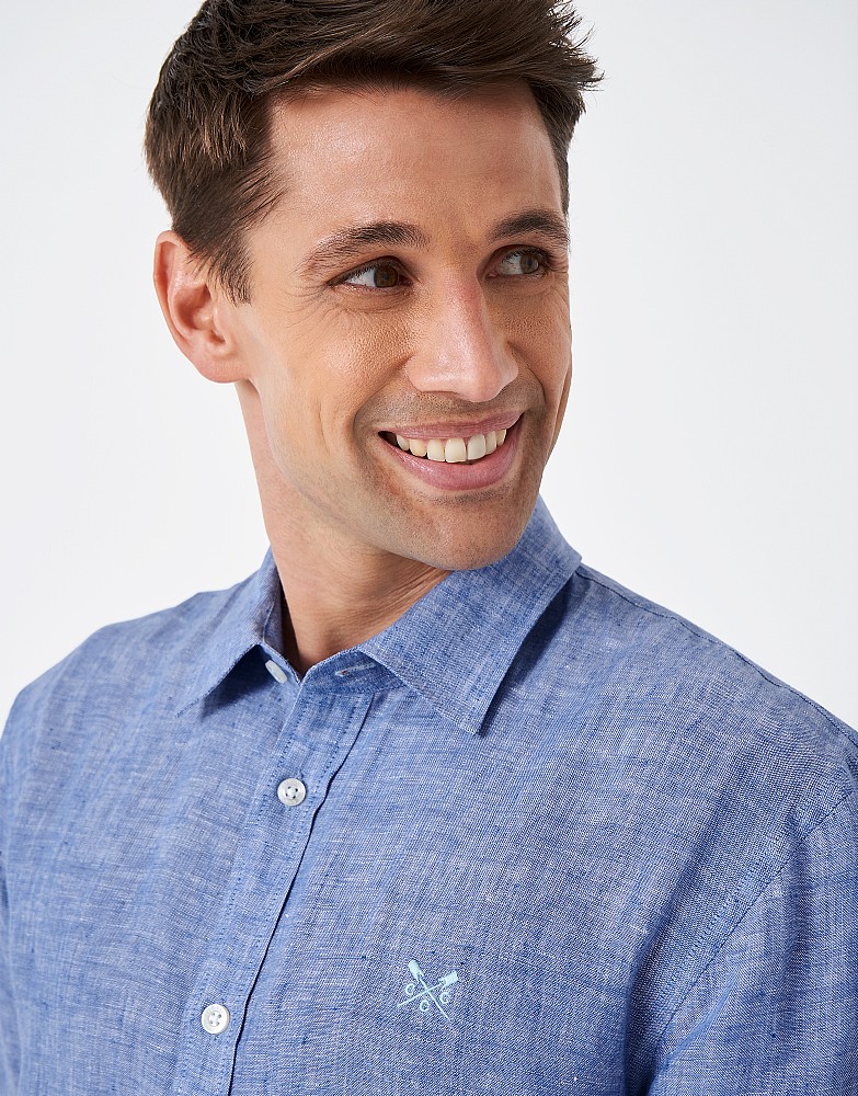 Blue Slim Straight Fit Regular Collar Long Sleeves LINEN Men's Shirt by Being Human Clothing main image 1