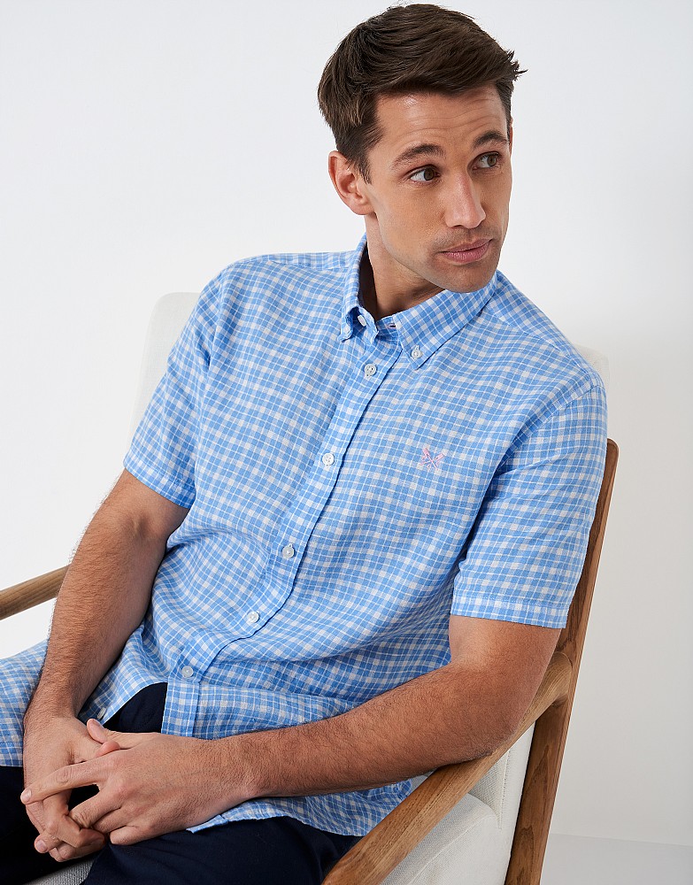 Short Sleeve Linen Check Shirt