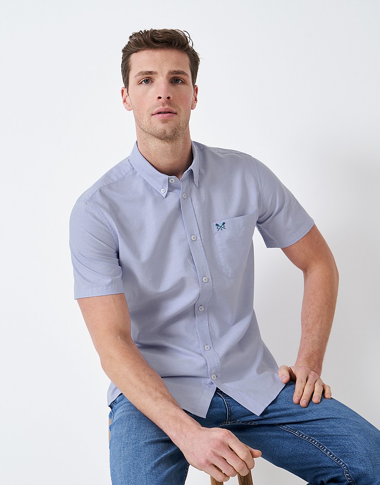 Men's Short Sleeve Oxford Shirt from Crew Clothing Company - Light Purple