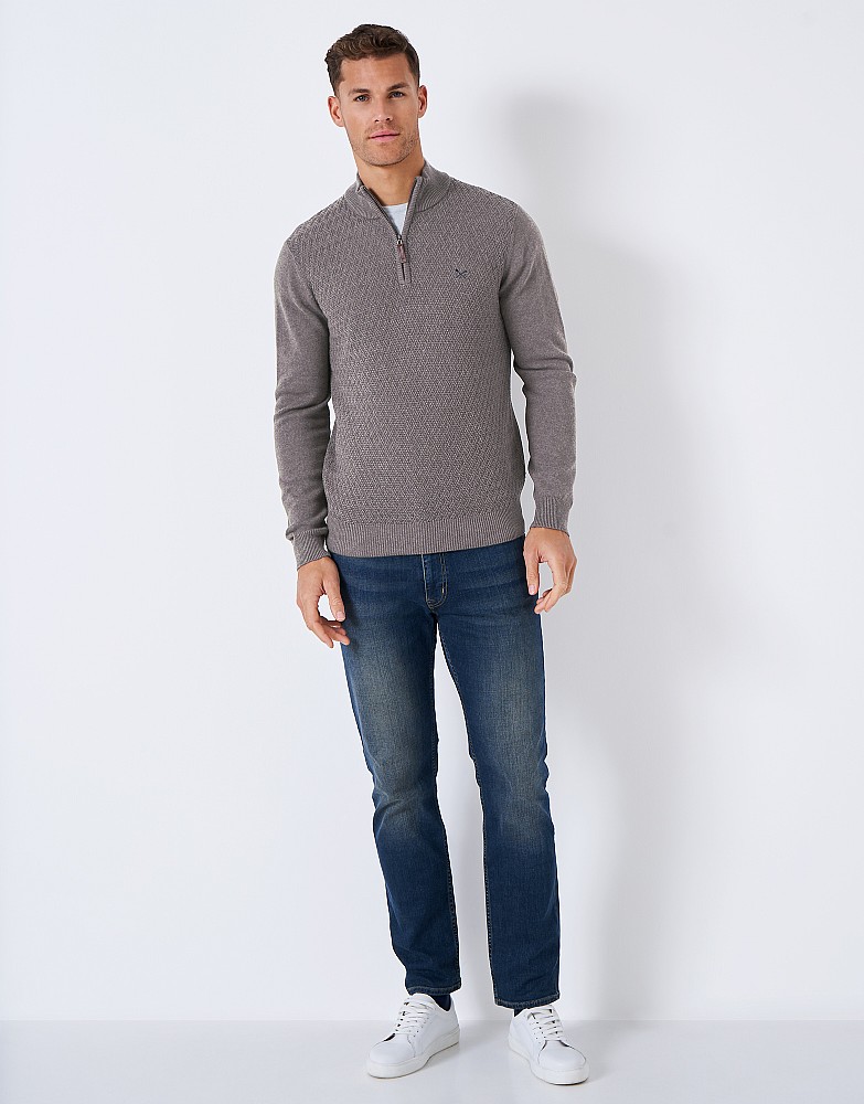 Double Lattice Stitch Half Zip Jumper