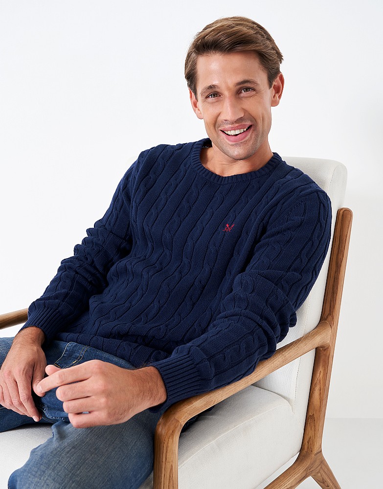 Oarsman Cable Knit Crew Neck Jumper