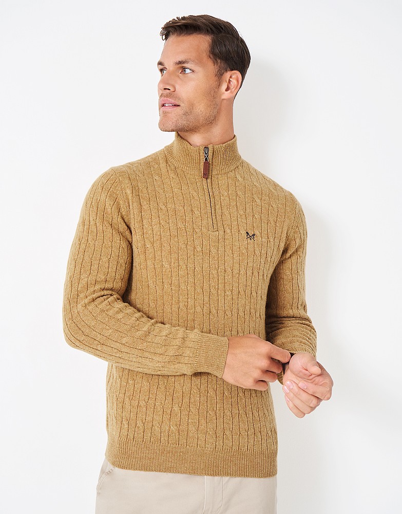 Lambswool Cable Knit Half Zip Jumper