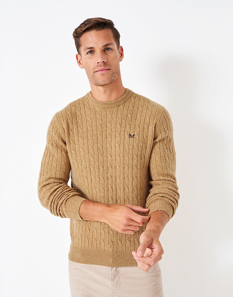 Lambswool Cable Knit Crew Neck Jumper