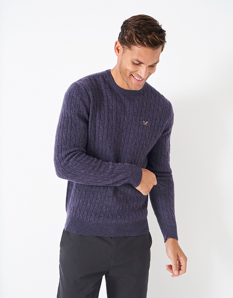 Lambswool Cable Knit Crew Neck Jumper