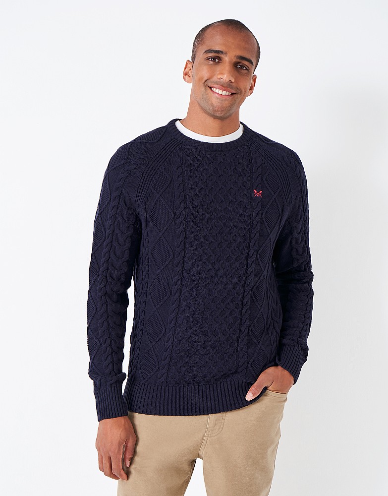 Clark Cotton Cable Knit Crew Neck Jumper