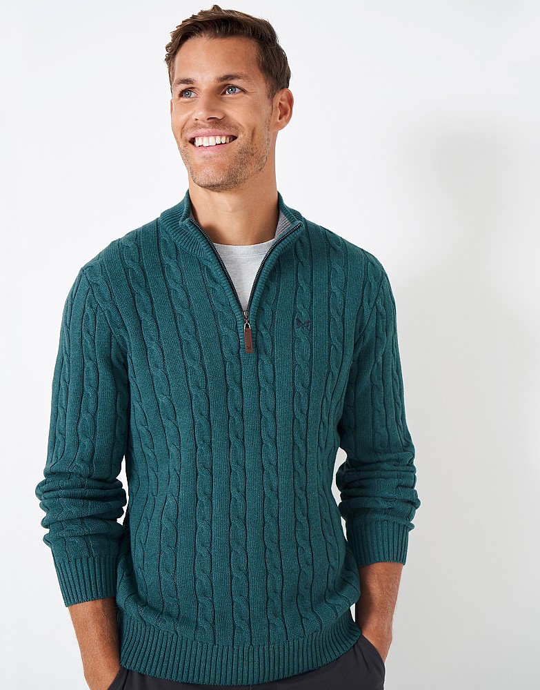 Men's Oarsman Cable Knit Half Zip Jumper from Crew Clothing Company