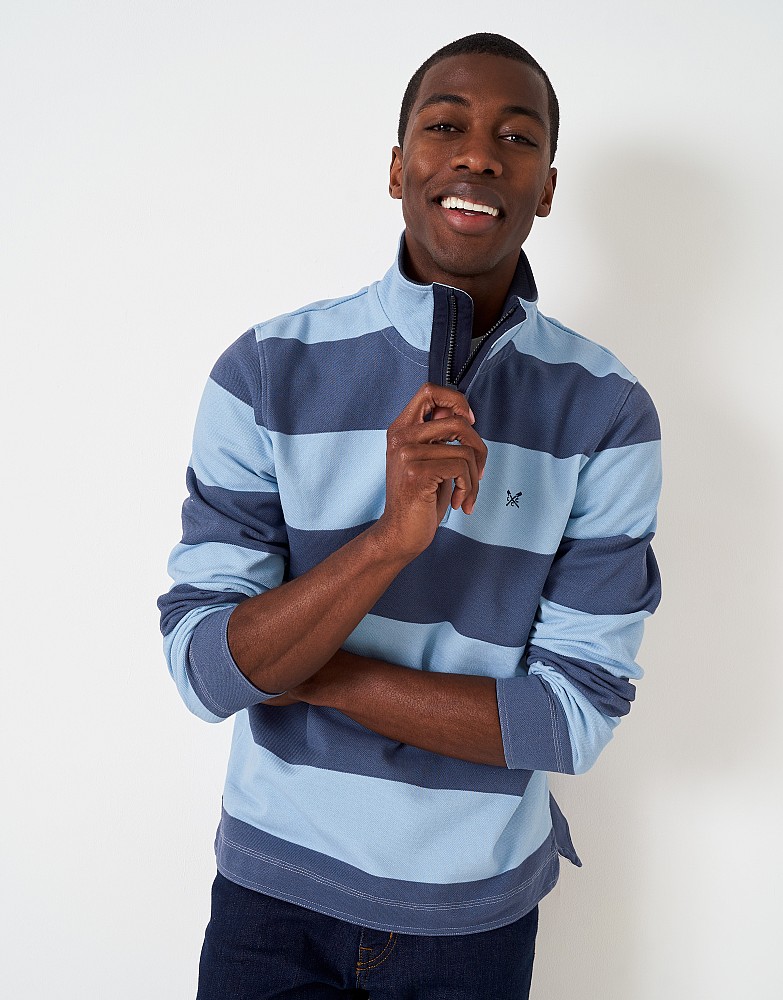 Men's Padstow Pique Wide Stripe Sweatshirt from Crew Clothing Company