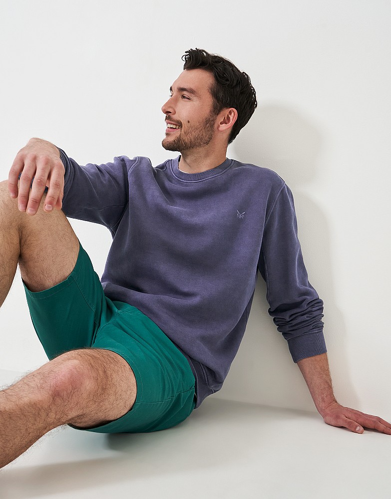 Garment Dye Crew Neck Sweatshirt - steel blue