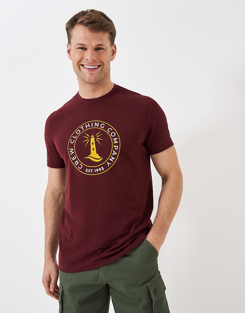 Printed Lighthouse Graphic T-Shirt - heritage burgundy