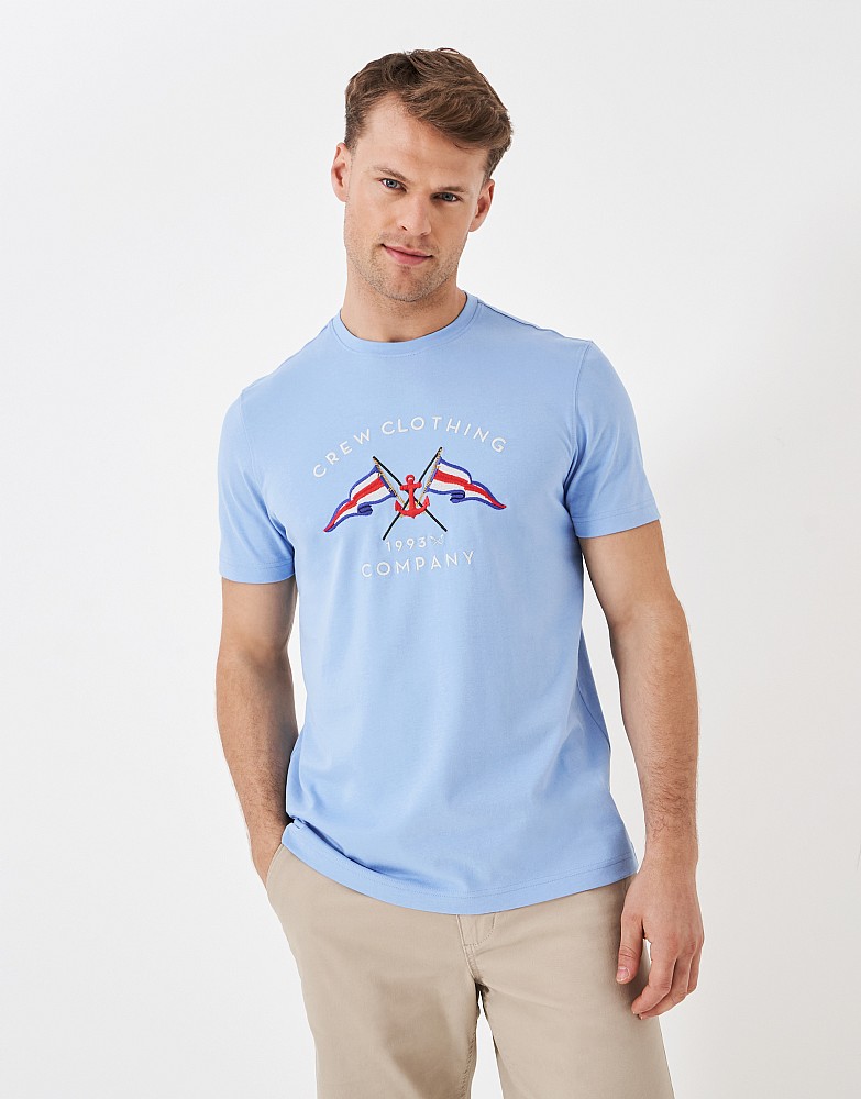 Embroidered Double Flag T-Shirt