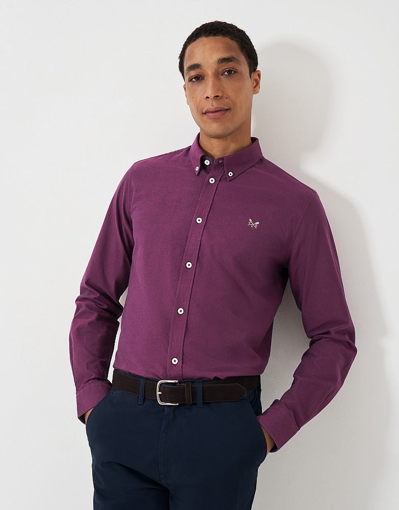 Slim Fit Cotton Oxford Shirt in Mulberry