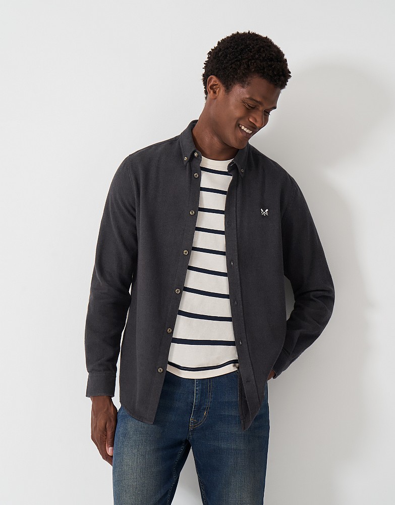 Cotton Flannel Shirt in Charcoal