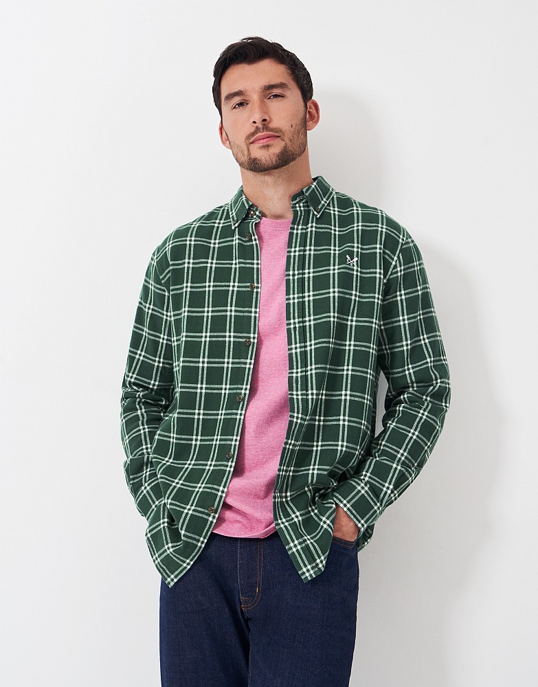 Flannel Checked Shirt in Green and White
