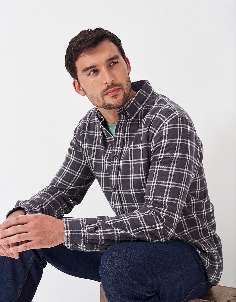 Flannel Checked Shirt in Grey and White