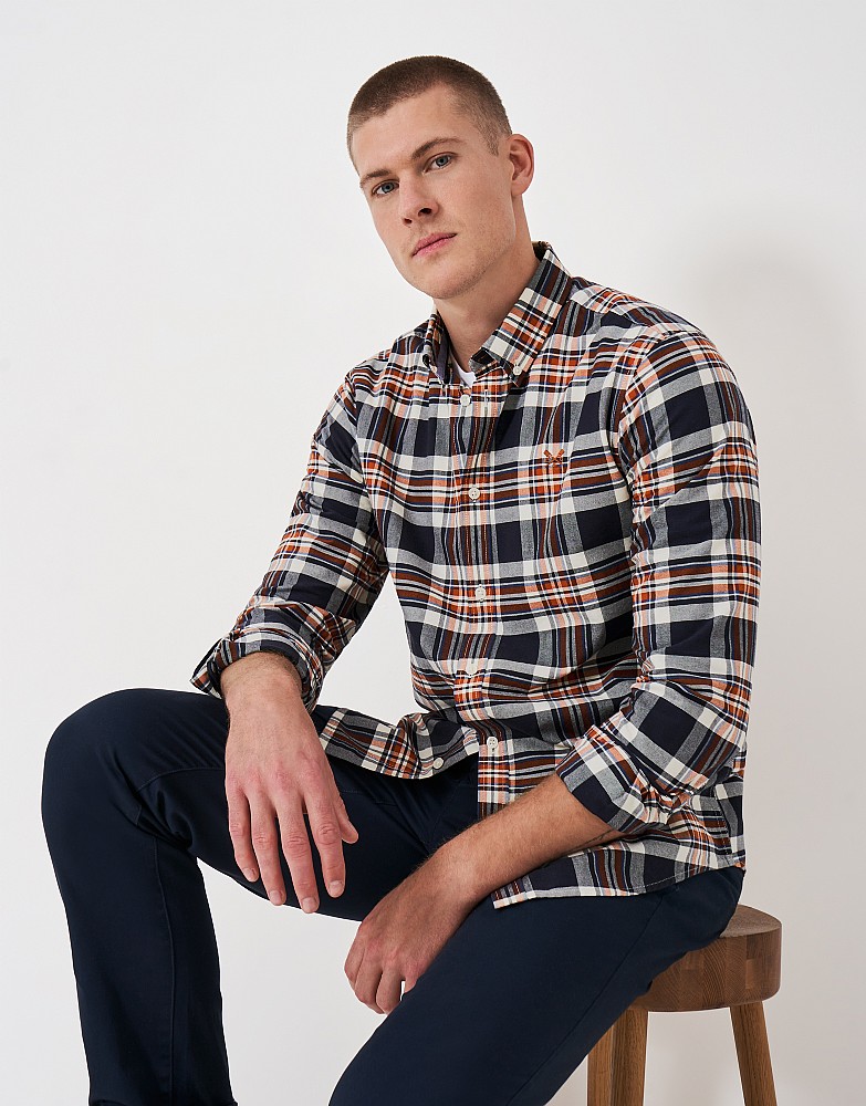 Checked Oxford Shirt in Navy and Red