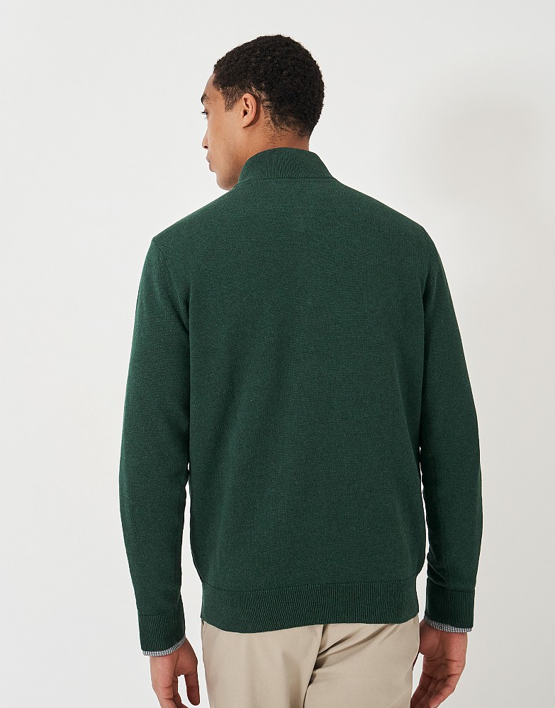 Men's Moss Stitch Half Zip Jumper in Green from Crew Clothing