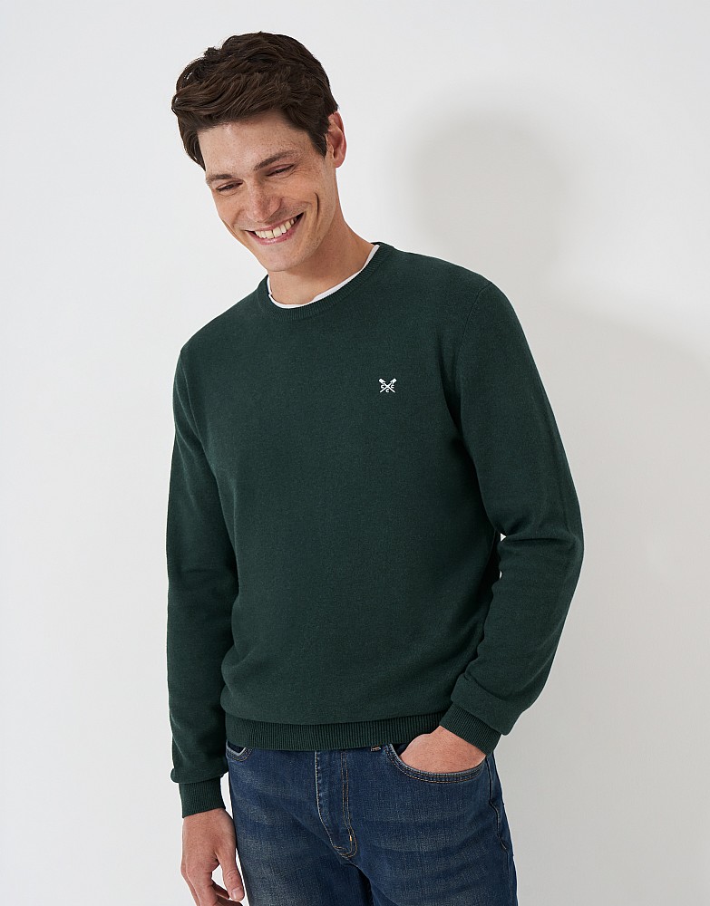 Organic Cotton Crew Neck Jumper in Green