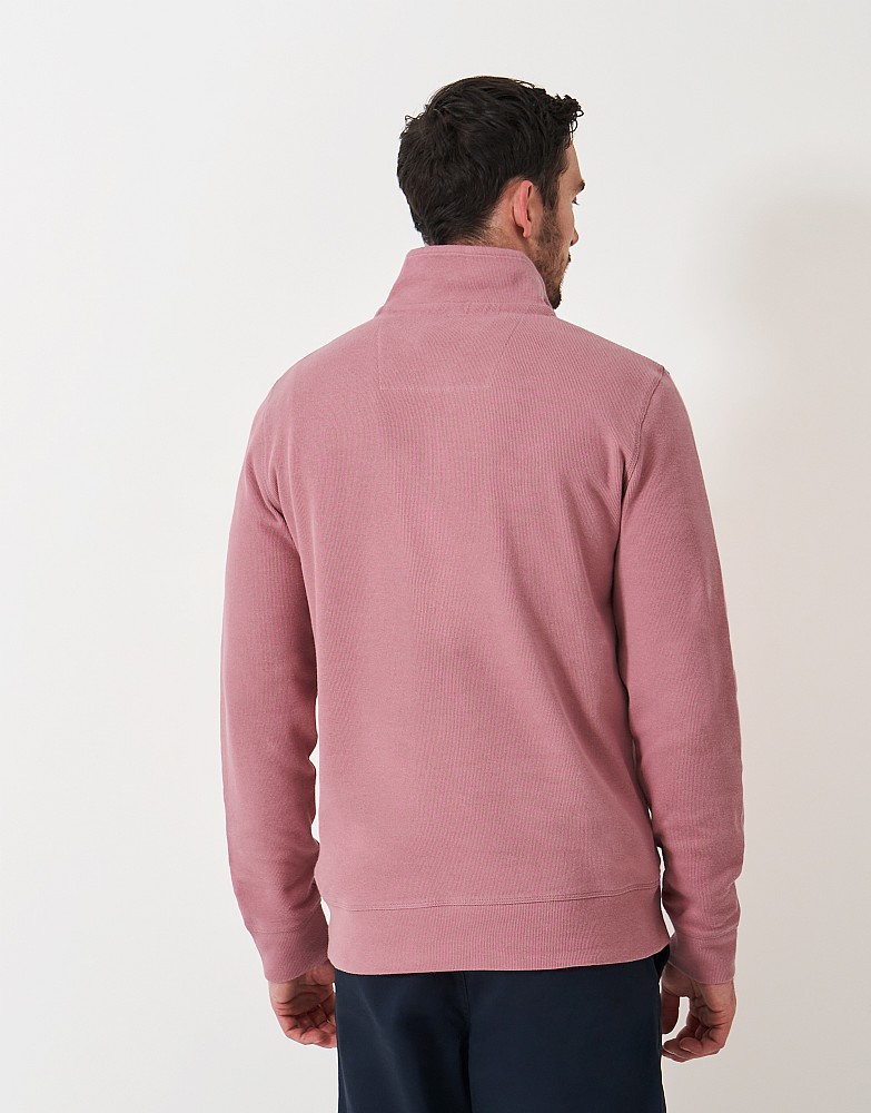 Sweat Homme Crew Clothing, Rose, 1/4 Zip, Taille M, Coton/polyester