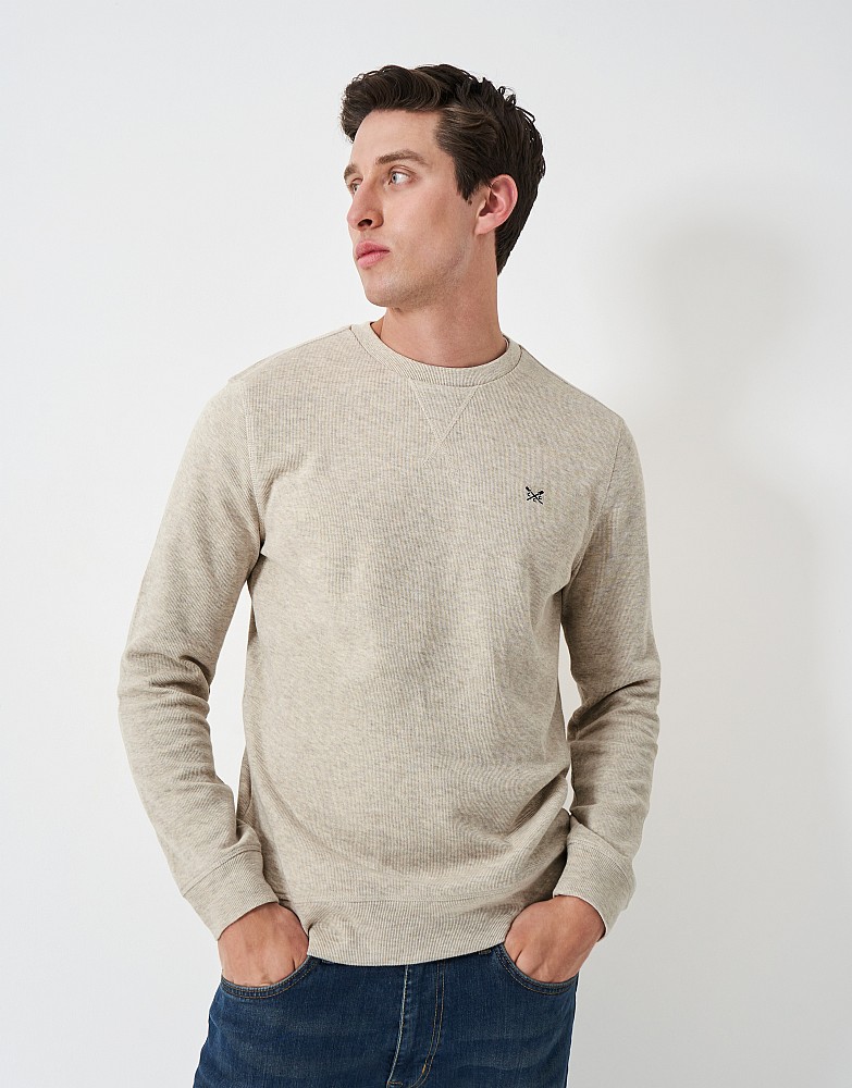 French Rib Crew Neck Sweatshirt in Beige