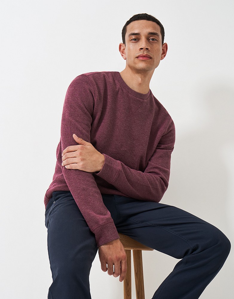 French Rib Crew Neck Sweatshirt in Berry