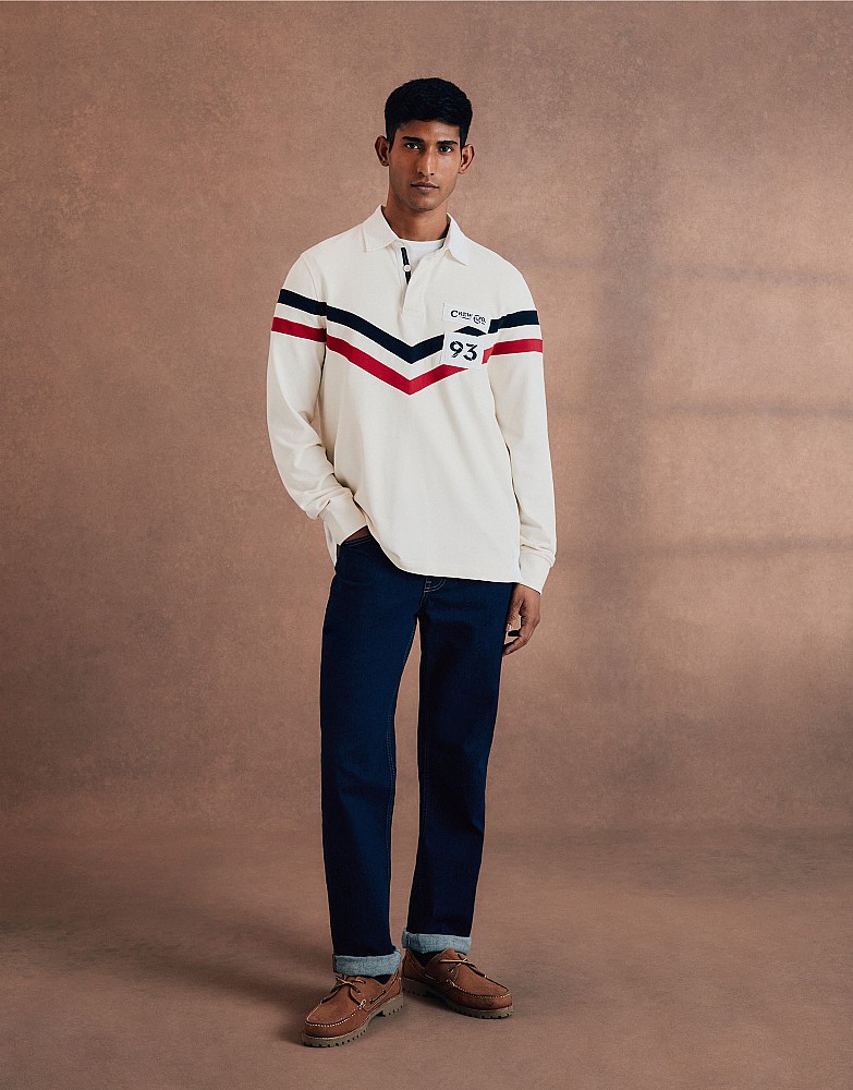 Long Sleeve Double V Stripe Rugby Shirt