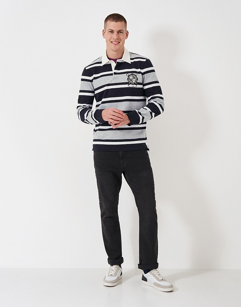 Mens Shirt Black And White Striped Rugby Shirt Vintage 90s Shirt Stripe Navy Blue White Long Sleeve Prep Preppy 90s  Retro Large L UK